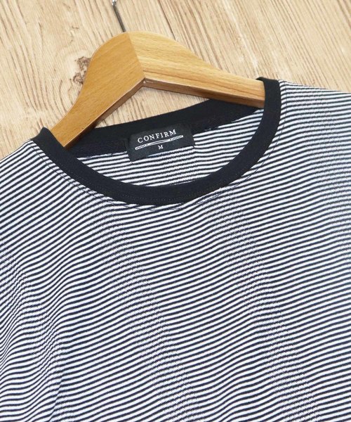 Confirm(コンファーム)の「Confirm / コンファーム 長袖フライスボーダークルーTシャツ(Tシャツ/カットソー・メンズ・ブラック/ホワイト/レッド/グリーン/ブルー・M/L/XL)」の6枚目の写真