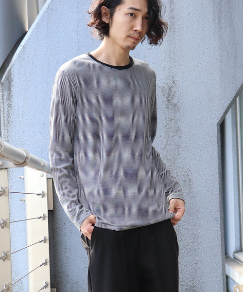 Confirm(コンファーム)の「Confirm / コンファーム 長袖フライスボーダークルーTシャツ(Tシャツ/カットソー・メンズ・ブラック/ホワイト/レッド/グリーン/ブルー・M/L/XL)」の21枚目の写真