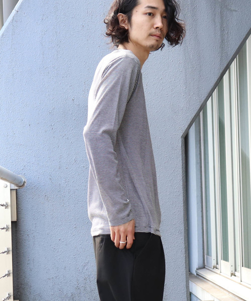 Confirm(コンファーム)の「Confirm / コンファーム 長袖フライスボーダークルーTシャツ(Tシャツ/カットソー・メンズ・ブラック/ホワイト/レッド/グリーン/ブルー・M/L/XL)」の22枚目の写真