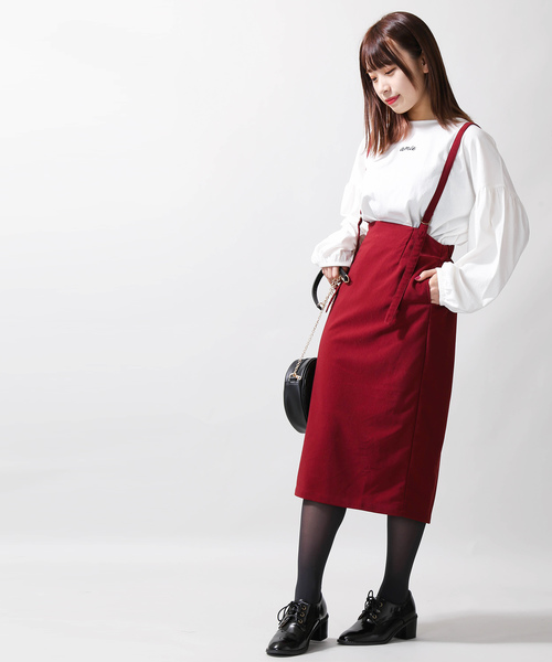 WEGO（ウィゴー）の「WEGO/細コールサス付きナロースカート（スカート・レディース・ブラック/キャメル/ワイン・FREE）」の3枚目の写真