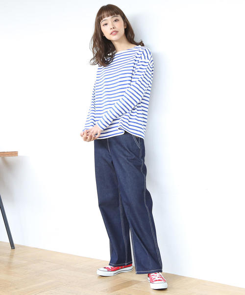 SMITH'S（スミス）の「SMITH（スミス）ハイライズパンツ（デニムパンツ・レディース・ネイビー/ホワイト・LARGE/MEDIUM/SMALL）」の3枚目の写真