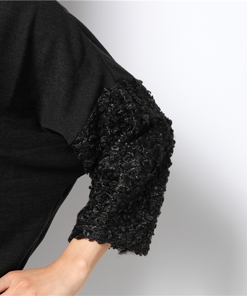 mystic（ミスティック）の「袖モコモコP/O（Tシャツ/カットソー・レディース・チャコールグレー/ブラック/ピンクベージュ/ブルー/オフホワイト/キャメル・ﾌﾘ-）」の10枚目の写真