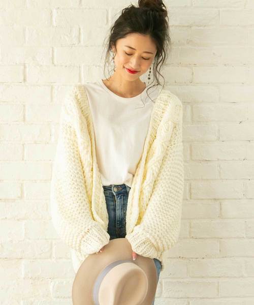 M y u（ミュー）の「ざっくりニットカーディガン（カーディガン/ボレロ