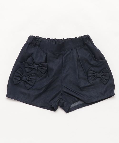 BeBe(ベベ)の「BeBe/シャンブレーストレッチショートパンツ(その他パンツ・キッズ・ネイビー・90/100/110/120/130/140/150)」の1枚目の写真