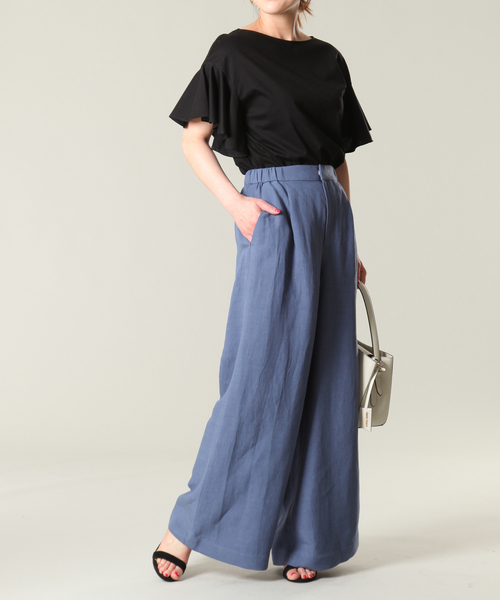 Tiara（ティアラ）の「ボートネックフレアスリーブカットソー（Tシャツ/カットソー・レディース・ブラック/ホワイト×ブラック/レッド/マスタード・FREE）」の6枚目の写真