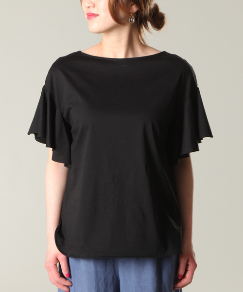 Tiara（ティアラ）の「ボートネックフレアスリーブカットソー（Tシャツ/カットソー・レディース・ブラック/ホワイト×ブラック/レッド/マスタード・FREE）」の8枚目の写真