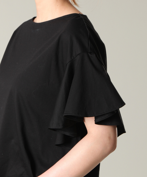 Tiara（ティアラ）の「ボートネックフレアスリーブカットソー（Tシャツ/カットソー・レディース・ブラック/ホワイト×ブラック/レッド/マスタード・FREE）」の7枚目の写真