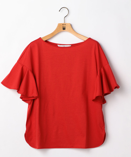 Tiara（ティアラ）の「ボートネックフレアスリーブカットソー（Tシャツ/カットソー・レディース・ブラック/ホワイト×ブラック/レッド/マスタード・FREE）」の14枚目の写真