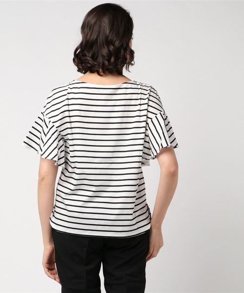 Tiara（ティアラ）の「ボートネックフレアスリーブカットソー（Tシャツ/カットソー・レディース・ブラック/ホワイト×ブラック/レッド/マスタード・FREE）」の16枚目の写真