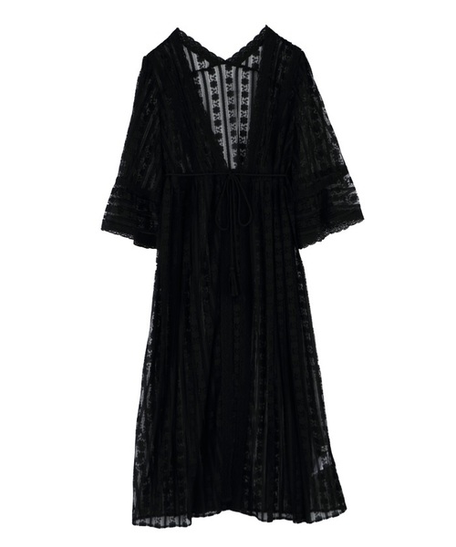 axes レースガウン（カーデガン）　黒白レース　新品　フリーサイズ axes femme（アクシーズファム）の「ストライプレースガウン