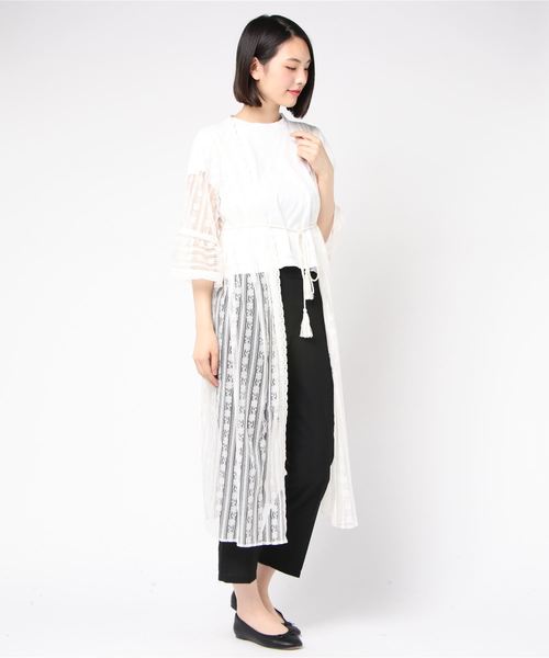axes レースガウン（カーデガン）　黒白レース　新品　フリーサイズ axes femme（アクシーズファム）の「ストライプレースガウン