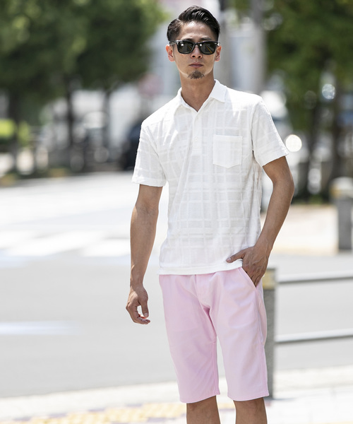 A.S.M（エーエスエム）の「チェック柄 ジャカード パイル 半袖 ポロシャツ（ポロシャツ・メンズ・グレー/ネイビー/ホワイト/ブラック・48/50）」の15枚目の写真