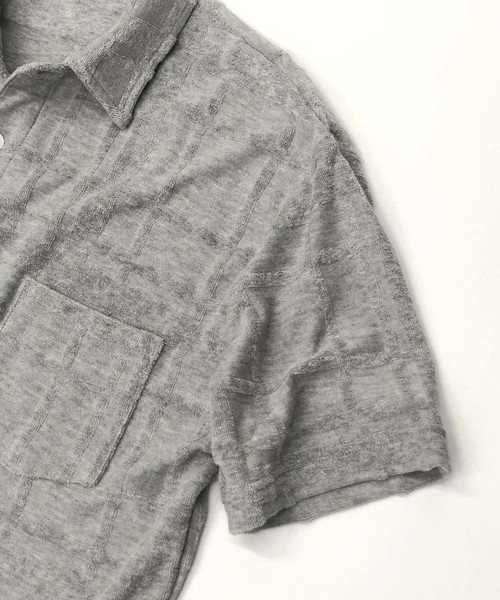 A.S.M（エーエスエム）の「チェック柄 ジャカード パイル 半袖 ポロシャツ（ポロシャツ・メンズ・グレー/ネイビー/ホワイト/ブラック・48/50）」の7枚目の写真