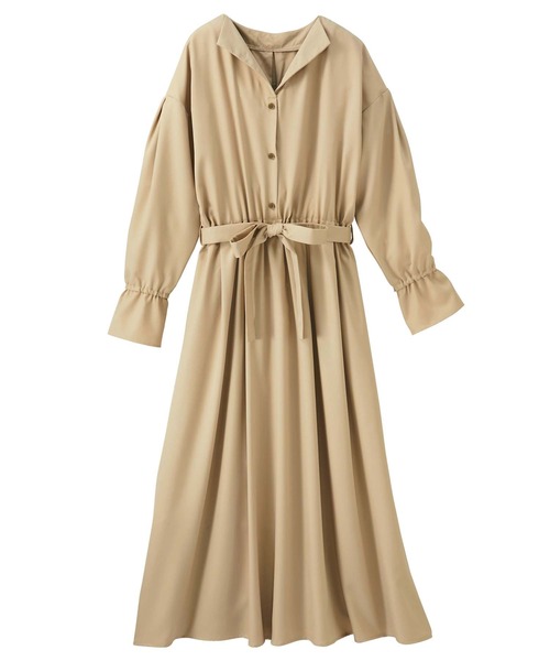 GeeRA（ジーラ）の「開衿シャツワンピース（シャツワンピース・レディース・ネイビー/その他/ベージュ・X-LARGE/XX-LARGE/MEDIUM/LARGE）」の4枚目の写真