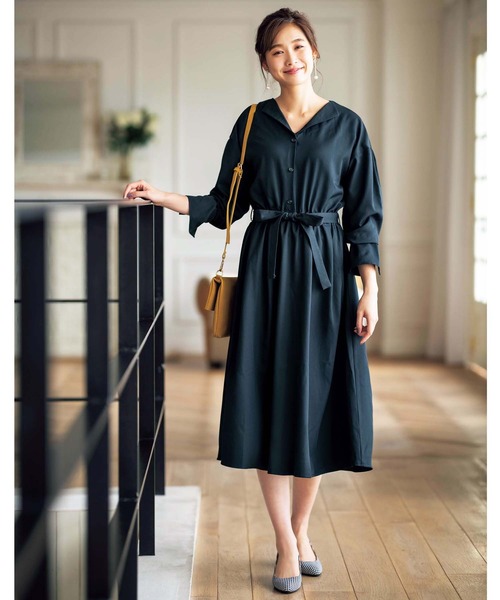 GeeRA（ジーラ）の「開衿シャツワンピース（シャツワンピース・レディース・ネイビー/その他/ベージュ・X-LARGE/XX-LARGE/MEDIUM/LARGE）」の11枚目の写真