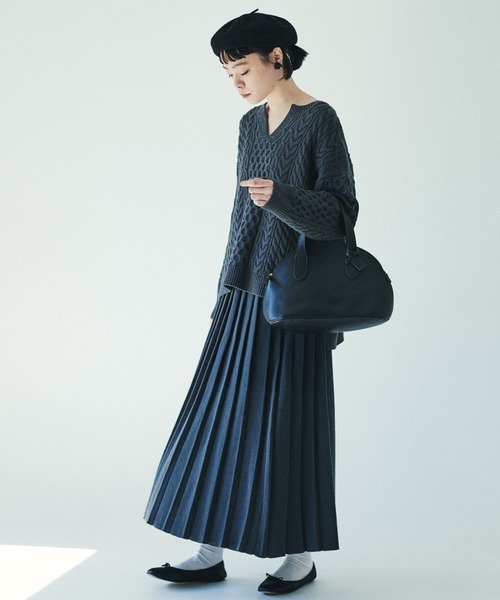 PUAL CE CIN(ピュアルセシン)の「【kanocoさん着用】ケーブルキーネックプルオーバー(ニット/セーター・レディース・ネイビー/グレー/キャメル・FREE)」の13枚目の写真