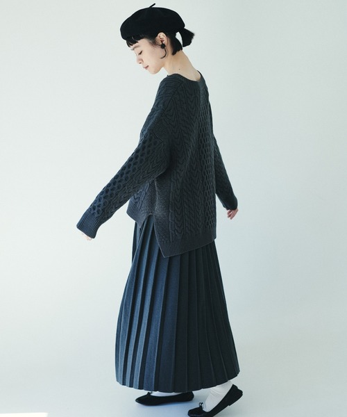 PUAL CE CIN(ピュアルセシン)の「【kanocoさん着用】ケーブルキーネックプルオーバー(ニット/セーター・レディース・ネイビー/グレー/キャメル・FREE)」の14枚目の写真