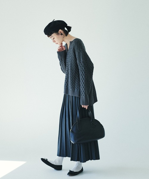 PUAL CE CIN(ピュアルセシン)の「【kanocoさん着用】ケーブルキーネックプルオーバー(ニット/セーター・レディース・ネイビー/グレー/キャメル・FREE)」の17枚目の写真