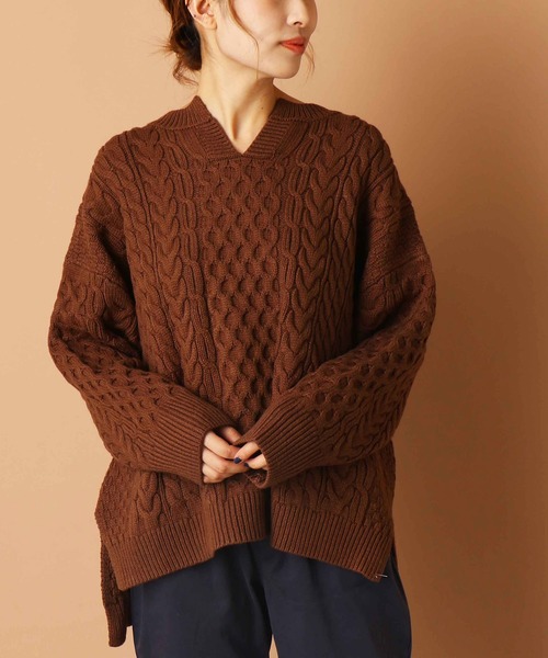 PUAL CE CIN(ピュアルセシン)の「【kanocoさん着用】ケーブルキーネックプルオーバー(ニット/セーター・レディース・ネイビー/グレー/キャメル・FREE)」の18枚目の写真