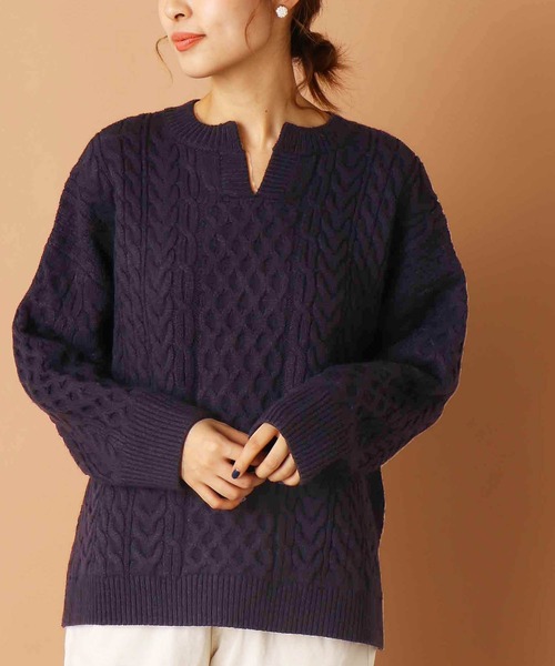 PUAL CE CIN(ピュアルセシン)の「【kanocoさん着用】ケーブルキーネックプルオーバー(ニット/セーター・レディース・ネイビー/グレー/キャメル・FREE)」の21枚目の写真