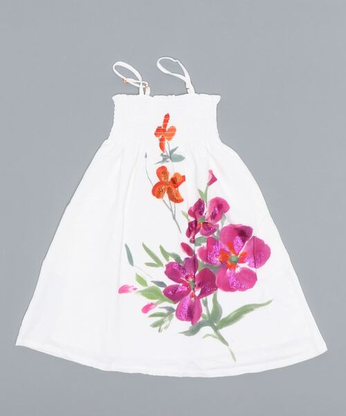 白のキャミソールワンピース ワンピース Desigual デシグアル のファッション セール ワンピース 花柄入り