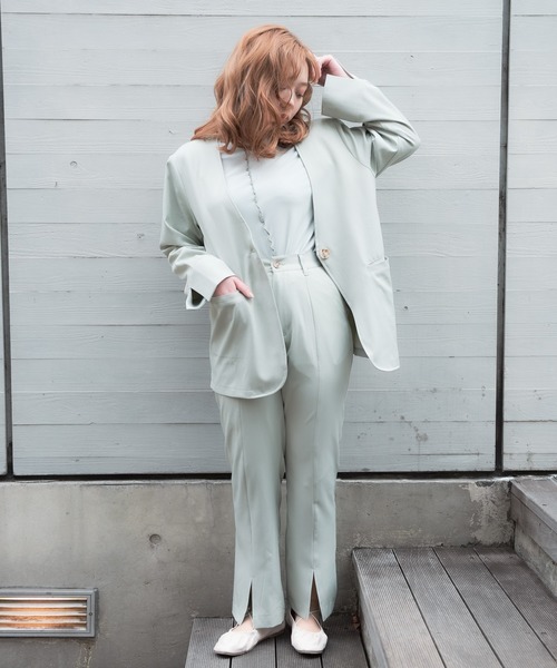 VANNIE U(ヴァニーユー)の「VANNIE U フロントスリットとろみパンツ(その他パンツ・レディース・ライトグリーン/ベージュ/ライトブルー・FREE)」の5枚目の写真