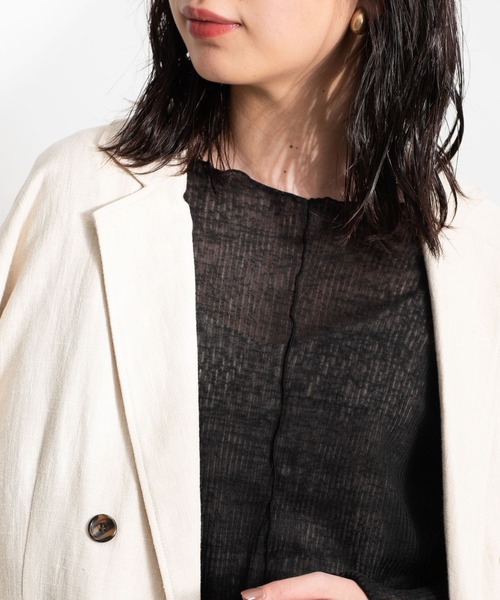 Aunt Marie's（アントマリーズ）の「ソフトシアーメローデザイントップス / AUNT MARIE'S（Tシャツ/カットソー・レディース・ライトグレー/ブラック/ナチュラル・FREE）」の5枚目の写真