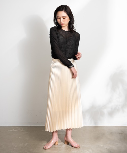 Aunt Marie's（アントマリーズ）の「ソフトシアーメローデザイントップス / AUNT MARIE'S（Tシャツ/カットソー・レディース・ライトグレー/ブラック/ナチュラル・FREE）」の7枚目の写真