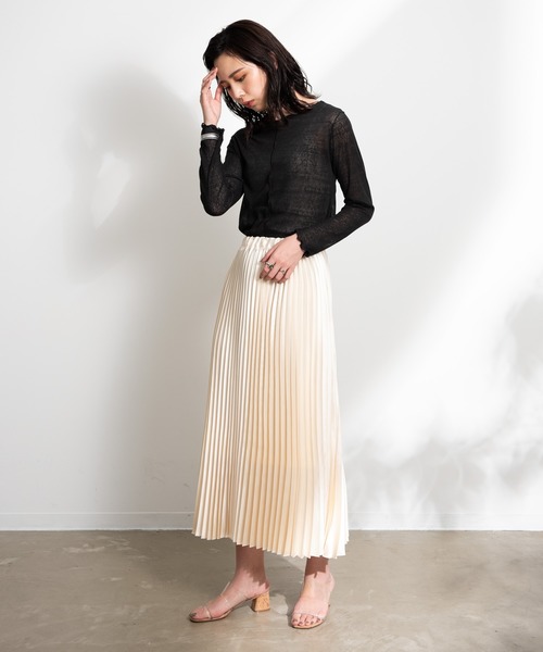 Aunt Marie's（アントマリーズ）の「ソフトシアーメローデザイントップス / AUNT MARIE'S（Tシャツ/カットソー・レディース・ライトグレー/ブラック/ナチュラル・FREE）」の9枚目の写真