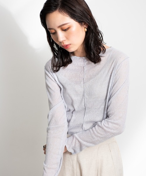 Aunt Marie's（アントマリーズ）の「ソフトシアーメローデザイントップス / AUNT MARIE'S（Tシャツ/カットソー・レディース・ライトグレー/ブラック/ナチュラル・FREE）」の10枚目の写真