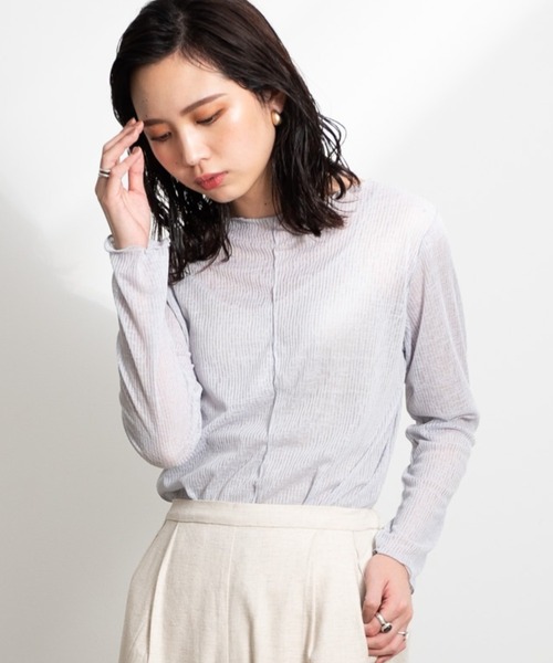 Aunt Marie's（アントマリーズ）の「ソフトシアーメローデザイントップス / AUNT MARIE'S（Tシャツ/カットソー・レディース・ライトグレー/ブラック/ナチュラル・FREE）」の4枚目の写真