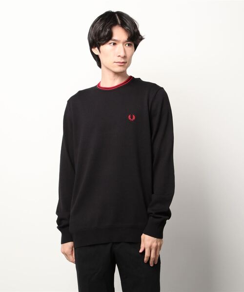 FRED PERRY（フレッドペリー）の「Classic Crew Neck Sweater／クラシッククルーネックニット（ニット/セーター・メンズ・ブラック/ベージュ/ネイビー/グレー/バーガンディー/モカ/ブルー/カーキ/ブラック系その他/ブルー系その他/グリーン/オフホワイト/グレー系その他2/ホワイト/ブラック系その他3/ベージュ系その他/ブルー系その他3/ブラック系その他2/グレー系その他/ブルー系その他2/キャメル/グレー系その他3/レディッシュグレー/ブラック系その他4/ホワイト系その他/グレイッシュブルー/グレー系その他4/グリーン系その他/ホワイト系その他2/ネイビー系/ブラック系その他5/グリーン系その他2/ブラウン/グレー系その他5/ネイビー系1/ブラウン系その他/ベージュ系その他2/ダークブラウン/パープル・S/M/L/XS/XL）」の9枚目の写真
