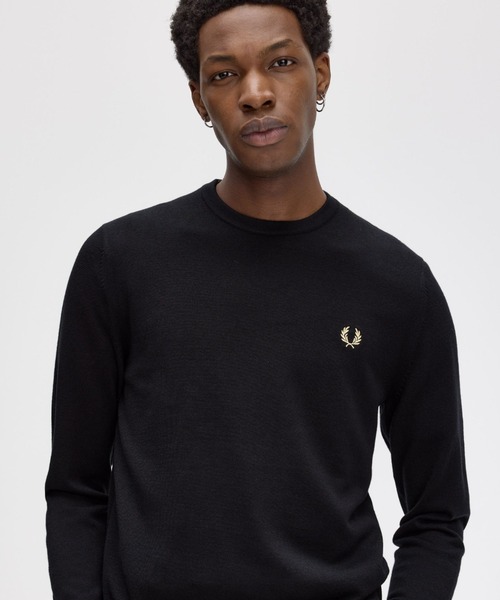 【人気】FRED PERRY フレッドペリー ニット セーター ブラック M Classic V Neck Sweater／クラシックVネックニット（ニット