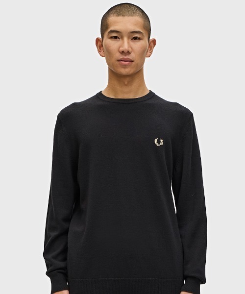 フレッドペリー　新品　黒 ニット セーター 長袖　ブラック　fredperry Classic Crew Neck Sweater／クラシッククルーネックニット