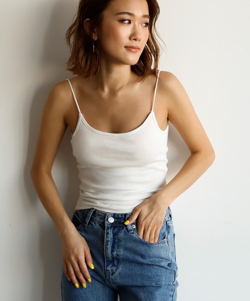 Auntie Rosa Holiday（アンティローザホリデー）の「ナローストラップリブカップキャミソール/バックオープン（その他アンダーウェア/インナー・レディース・ホワイト/ブラック/ブラウン/モカ・FREE）」の2枚目の写真