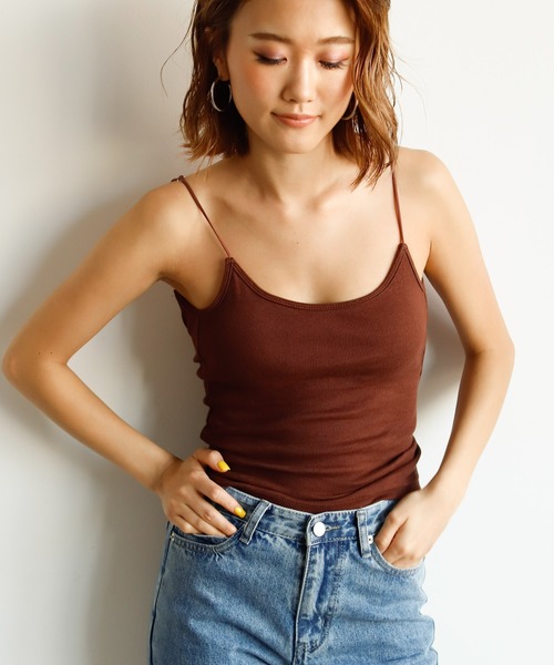 Auntie Rosa Holiday（アンティローザホリデー）の「ナローストラップリブカップキャミソール/バックオープン（その他アンダーウェア/インナー・レディース・ホワイト/ブラック/ブラウン/モカ・FREE）」の16枚目の写真