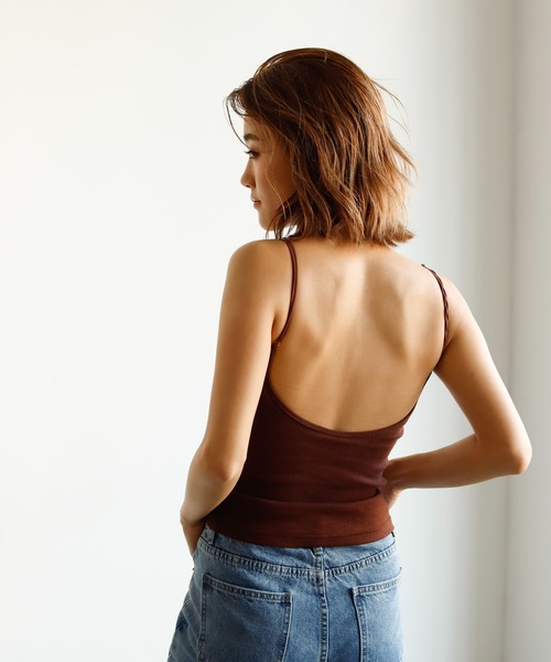 Auntie Rosa Holiday（アンティローザホリデー）の「ナローストラップリブカップキャミソール/バックオープン（その他アンダーウェア/インナー・レディース・ホワイト/ブラック/ブラウン/モカ・FREE）」の18枚目の写真