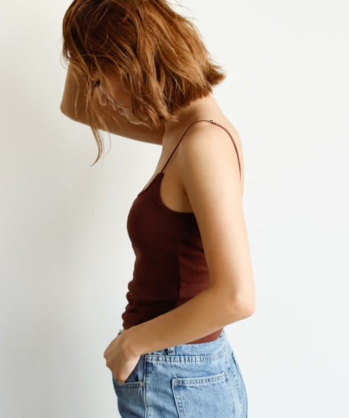 Auntie Rosa Holiday（アンティローザホリデー）の「ナローストラップリブカップキャミソール/バックオープン（その他アンダーウェア/インナー・レディース・ホワイト/ブラック/ブラウン/モカ・FREE）」の17枚目の写真