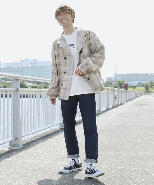 PairPair(ペアペア)の「ダブルボタンチェックシャツ(シャツ/ブラウス・メンズ・ライトベージュ/ブラック/ベージュ・FREE)」の6枚目の写真