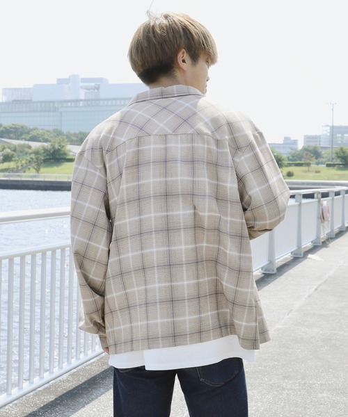 PairPair(ペアペア)の「ダブルボタンチェックシャツ(シャツ/ブラウス・メンズ・ライトベージュ/ブラック/ベージュ・FREE)」の8枚目の写真