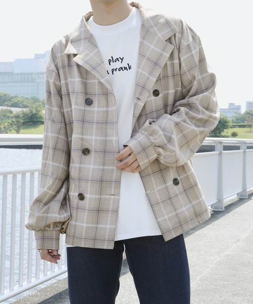 PairPair(ペアペア)の「ダブルボタンチェックシャツ(シャツ/ブラウス・メンズ・ライトベージュ/ブラック/ベージュ・FREE)」の7枚目の写真