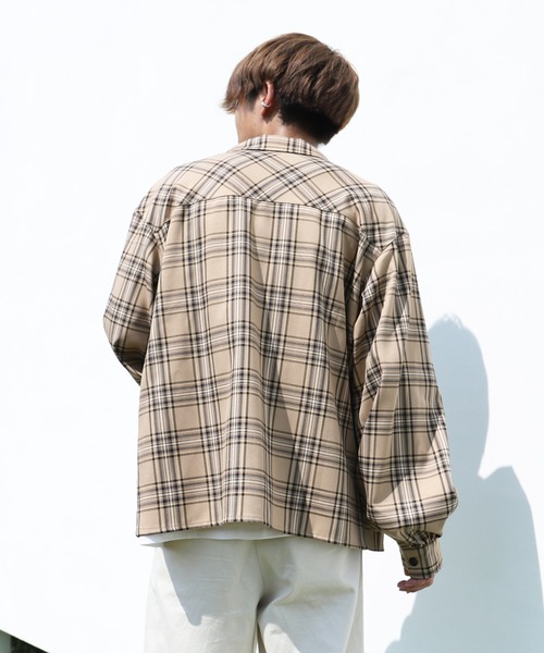 PairPair(ペアペア)の「ダブルボタンチェックシャツ(シャツ/ブラウス・メンズ・ライトベージュ/ブラック/ベージュ・FREE)」の13枚目の写真