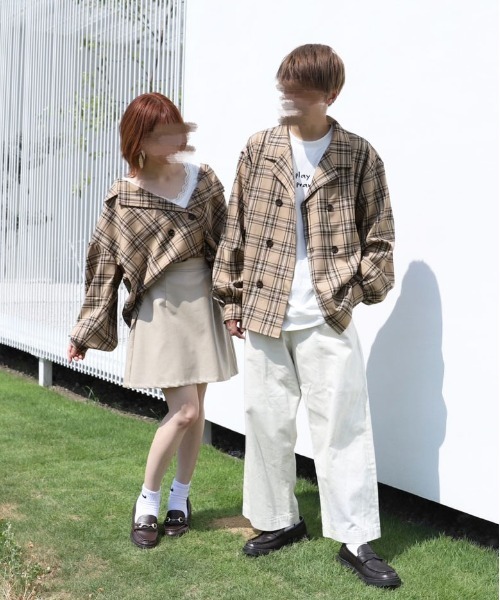 PairPair(ペアペア)の「ダブルボタンチェックシャツ(シャツ/ブラウス・メンズ・ライトベージュ/ブラック/ベージュ・FREE)」の9枚目の写真