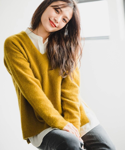 BAYFLOW（ベイフロー）の「ラクーンMIX Vネックニットプルオーバー