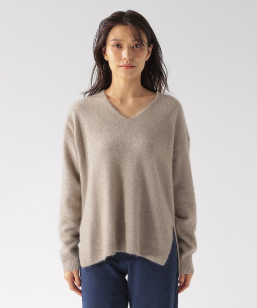 BAYFLOW（ベイフロー）の「ラクーンMIX Vネックニットプルオーバー（ニット/セーター・レディース・ライトブルー/ベージュ/パープル/マスタード/オレンジ/ネイビー・SMALL/MEDIUM）」の12枚目の写真