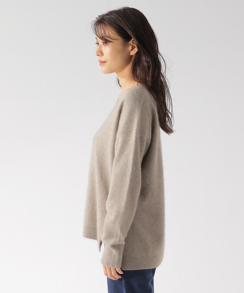 BAYFLOW（ベイフロー）の「ラクーンMIX Vネックニットプルオーバー（ニット/セーター・レディース・ライトブルー/ベージュ/パープル/マスタード/オレンジ/ネイビー・SMALL/MEDIUM）」の13枚目の写真