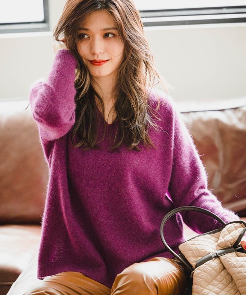 セール】ラクーンMIX Vネックニットプルオーバー（ニット/セーター