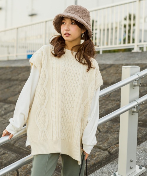 SpRay(スプレイ)の「ボアバケットハット(ハット・レディース・ブラック/アイボリー/グレイッシュベージュ・FREE)」の20枚目の写真