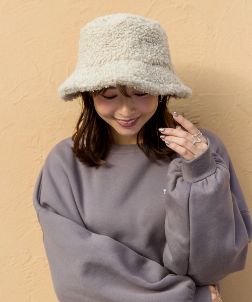 SpRay(スプレイ)の「ボアバケットハット(ハット・レディース・ブラック/アイボリー/グレイッシュベージュ・FREE)」の13枚目の写真