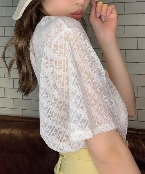 ES monogram シアーTシャツ　　eimy istoire EIMY ISTOIRE エイミーイストワール eimy istoire ES monogram シアーT